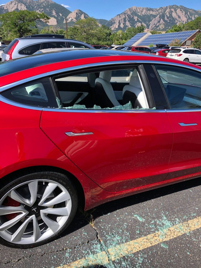 Tesla Model 3 Passenger Window Broken