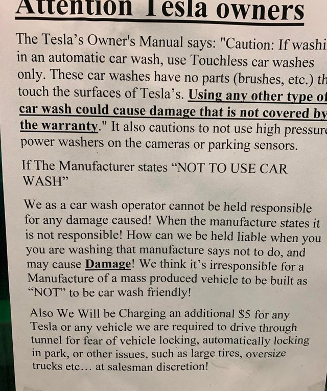 Don't wash your Tesla