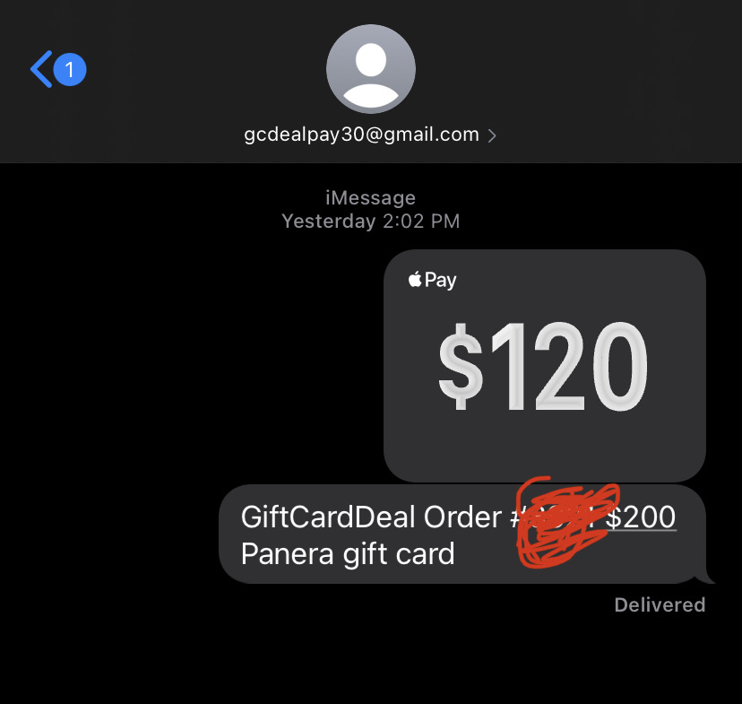 Apple Pay Payment to gcdealpay30@gmail.com