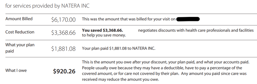 Natera Health Insurance Bill